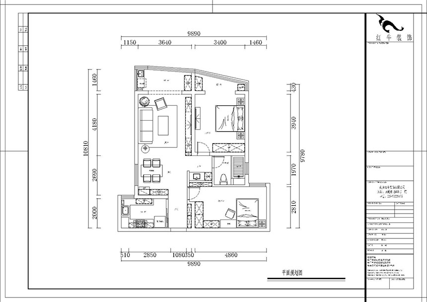 熊皓宇_海德卫城2-3-2202-100㎡-简约欧式风格_2室2厅1卫（老房翻新）_成品家￥144000_全包14万00_02平面布置图